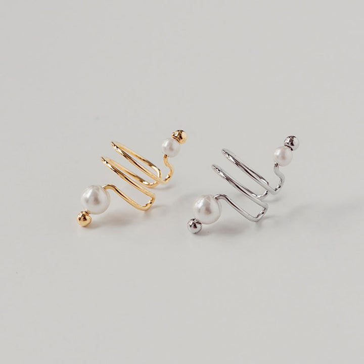 Minimalist Line Pearl Ear Bone Clip Design Pearl Earrings