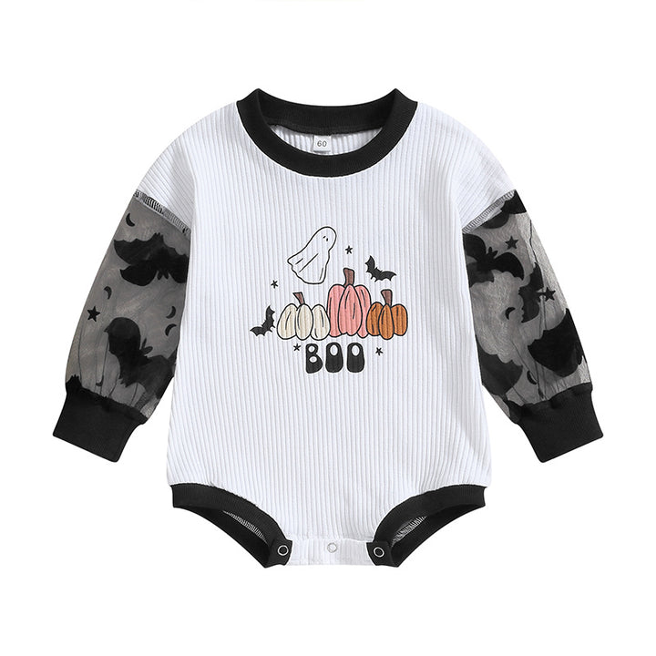 秋のハロウィーンロンパーワンピースの赤ちゃんのシャツ