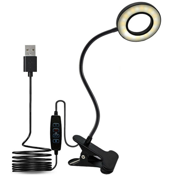 Klipp på skrivbordslampan LED flexibel arm USB Dimble Study Reading Table Night Light