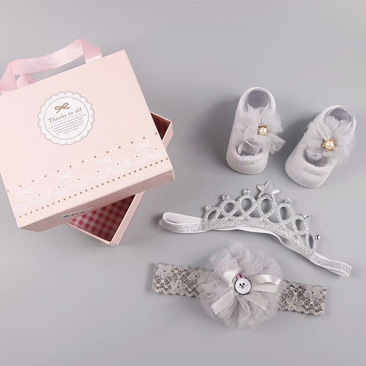 Neue Babyhaarzubehör Socken und Schuhe Set Box