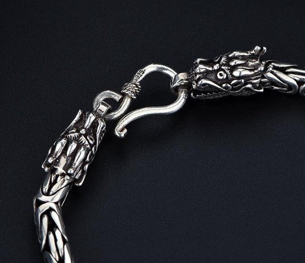 Heren S925 Silver Dragon Head Safety Pattern Fashion Bracelet