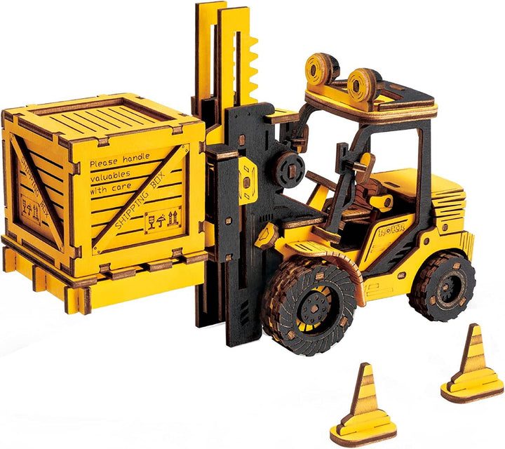 Robotime Rokr Construction Vehicule Truck Toys Set 3D Puzzle din lemn pentru băieți pentru copii mici