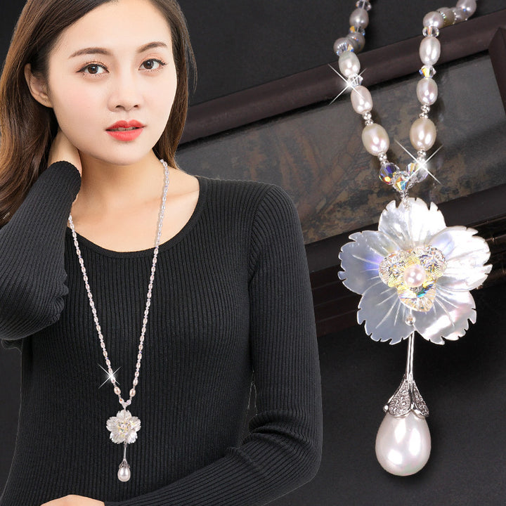 Women's Crystal Sweater Chain Long Pendant accessoires