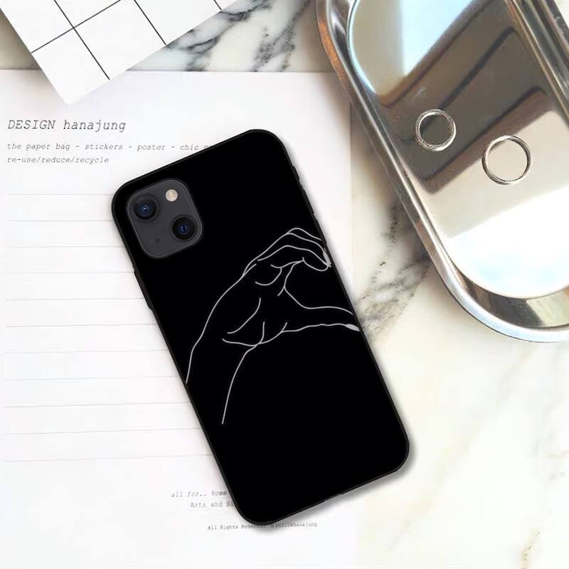 White Lines Holding Hands Couple New Phone Case