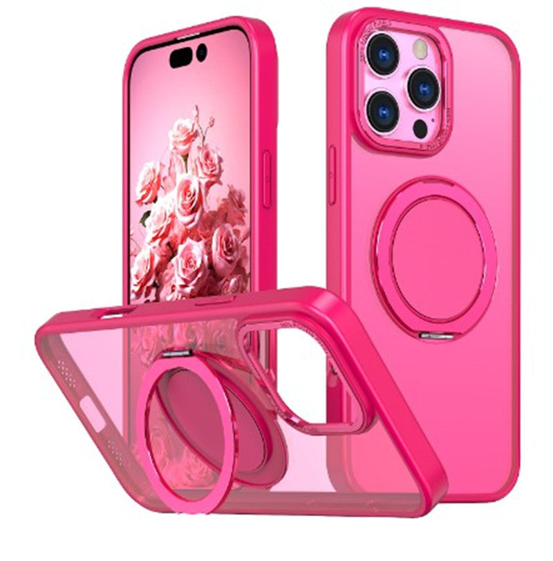 Magnetic Transparent 360 Rotating Bracket With Fulcrum Drop-resistant Phone Case