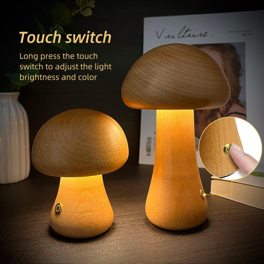 Ins houten schattige champignon led nachtlampje met aanraakschakelaar nachtkastje lamp voor slaapkamer kinderkamer slaap nachtlampen home decor