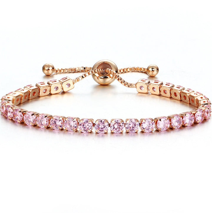 European and American cross-border exclusive jewelry inlaid crystal push-pull bracelet ladies gold full diamond single-row jewelry wholesale