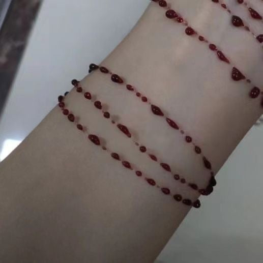 Blood Drop Bracelet Stainless Steel Cross Pendant Bracelet