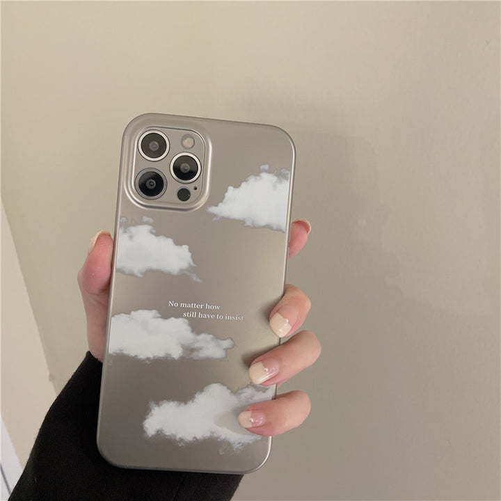 Electroplating Frosted Cloud Phone Case Premium Silver Protective Cover