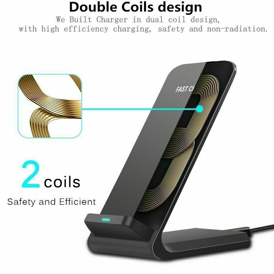 Fast Qi Wireless Charging Stand Dock Charger For IPhone 8 X XS 11 12 13 Pro Max