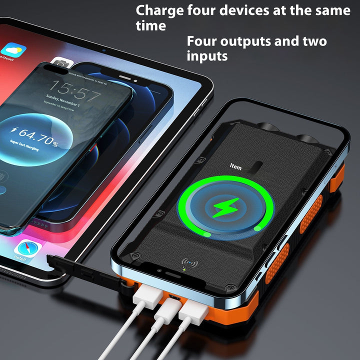 Solar Magnetic Wireless Charger Power Bank 20000 MA Outdoor Lighting Waterproof