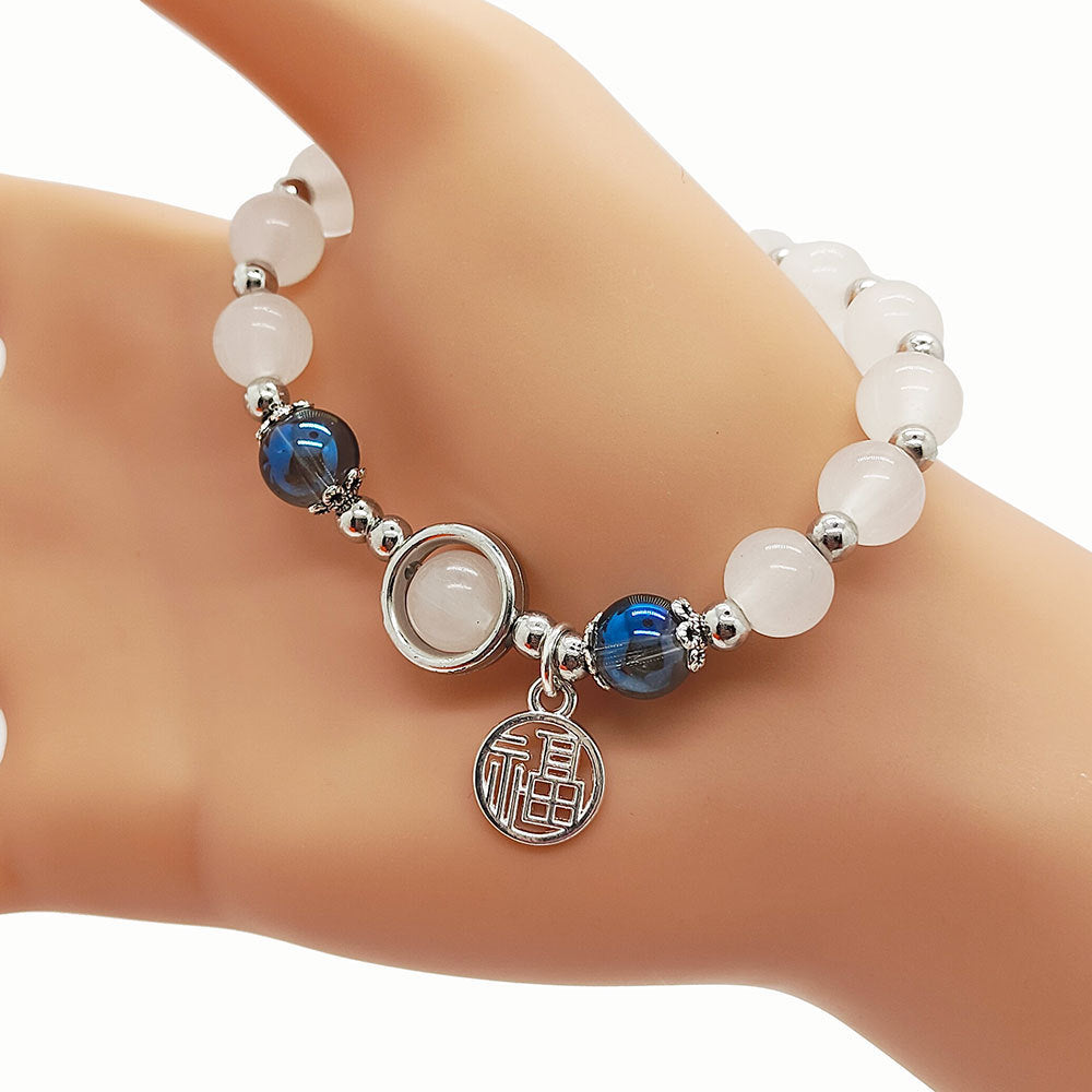 Butterfly Ball Bracelet Vrouw Ins Special Interest Design Aquamarine Gray Moonlight