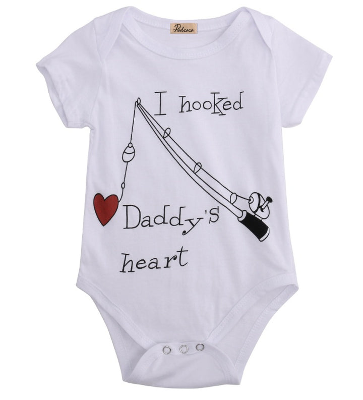 New Infant Baby By Boy Clothes Girl Babygrowth Playsuit Romper I Hooked Daddys Heart Newborn Baby Clothes UNISEX BABY Rompers