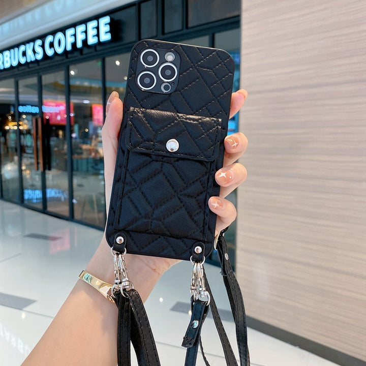 Lingge Card Bag Card Personalized Leather Mobile Phone Case