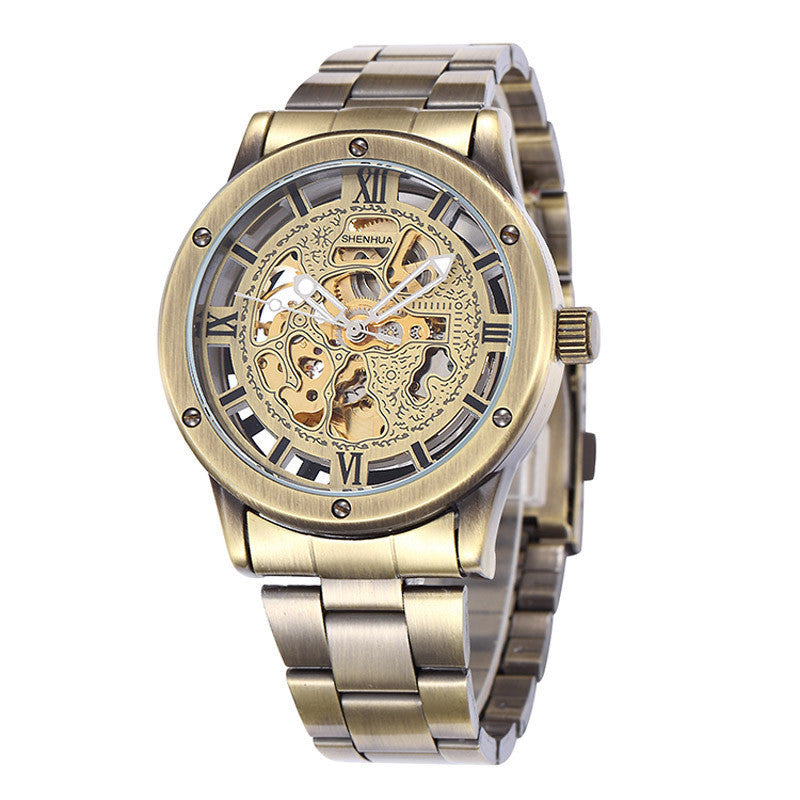 Moda masculina Hollowoud Out Automatic Mechanical Watch