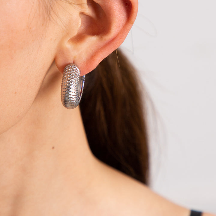 Coarse Cylindrical Scale-shaped C- Shaped Earrings