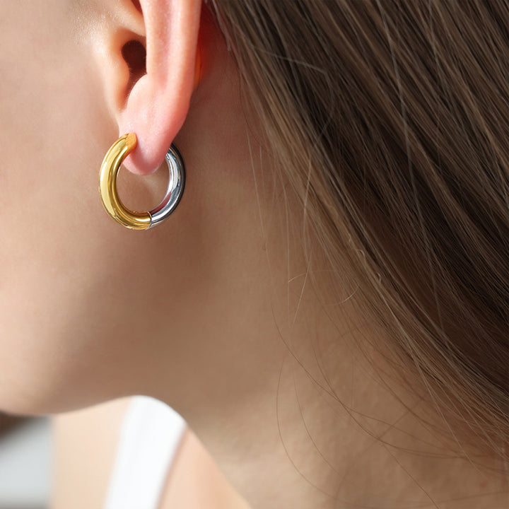 Simple Titanium Steel Round Ring Earrings Women