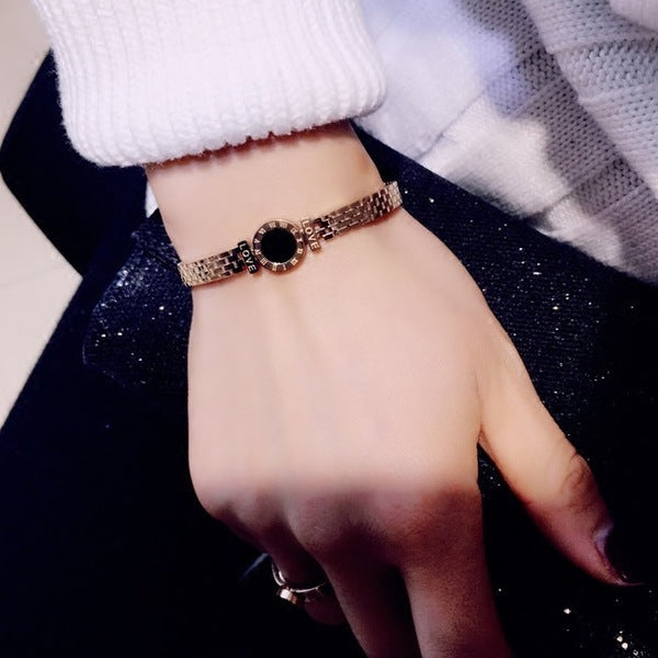 Rose Gold Bracelet snijden Romeinse numeral minnaar manchet armband armband sieraden roestvrijstalen armband