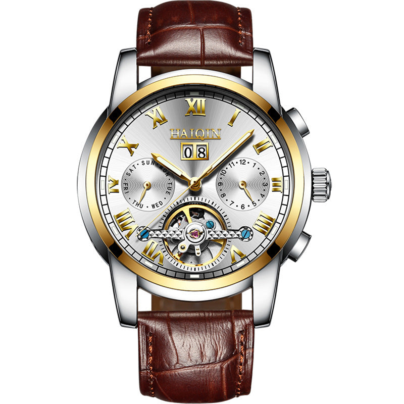 Moda para hombres Reloj mecánico automático de tourbillon luminoso impermeable