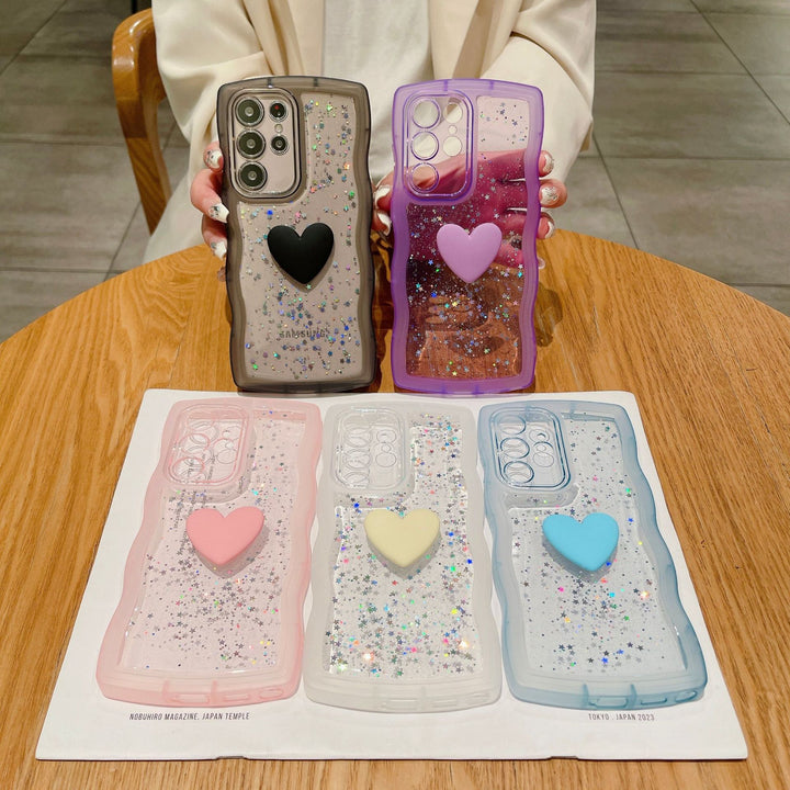 Love Drop Adhesive Transparent Wave Pattern Phone Case