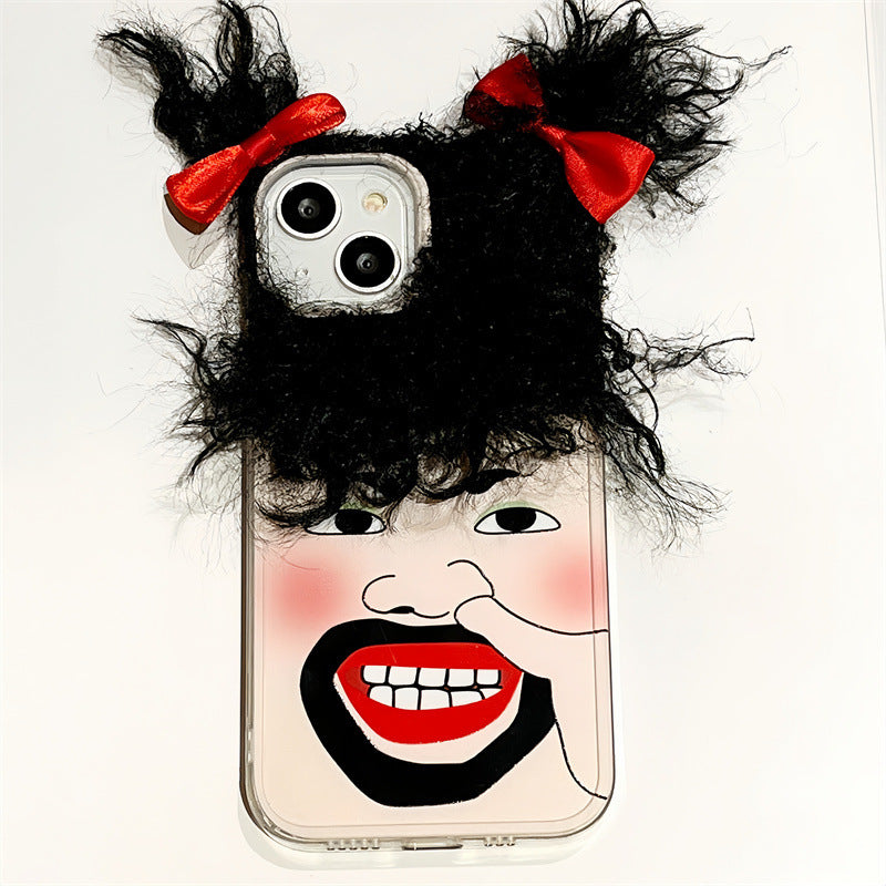 Case de teléfono de cabello Funny Expresión Pareja Case de protección de estilo japonés y surcoreano