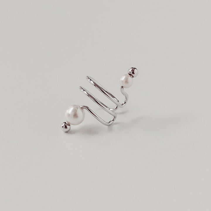 Minimalistische Linie Perlenohrknochen Clip -Design Perlenohrringe