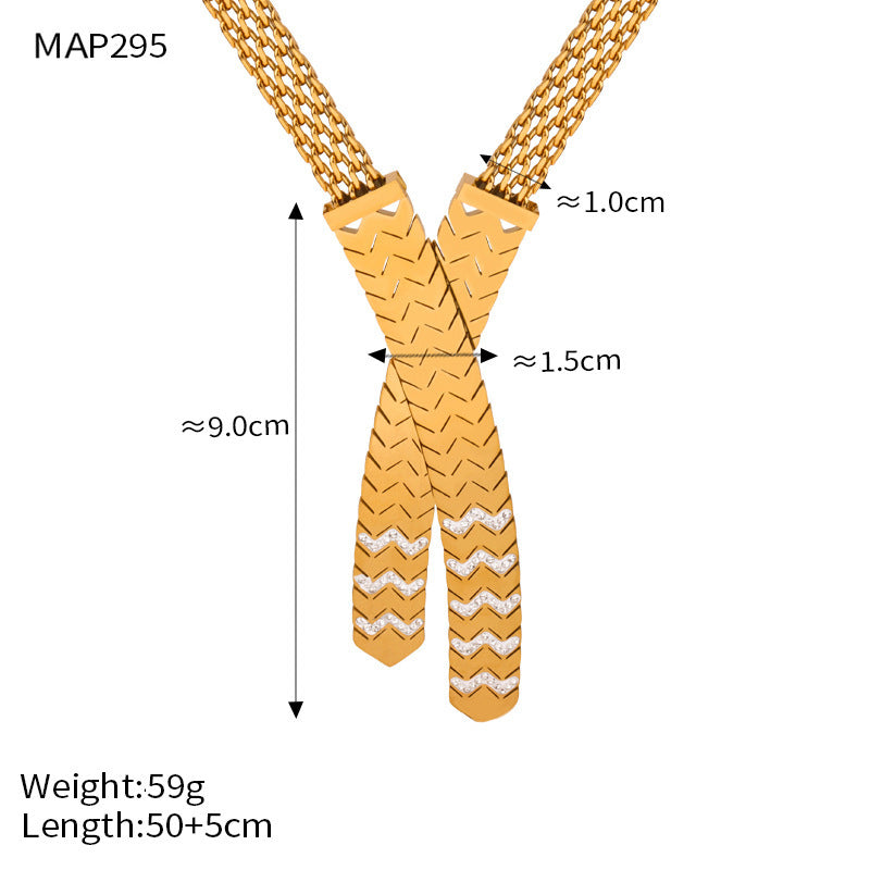 Muoti titaaniteräs 18 k kultapinnoitus timantiristipentti kaulakoru