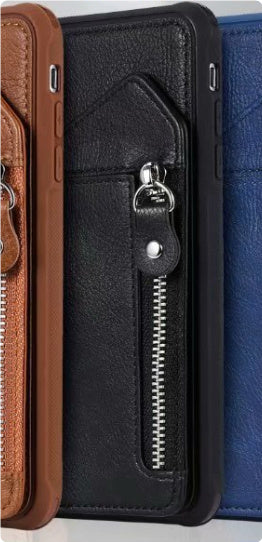 Zipper pénztárca tok állványtal TPU-ellenes héjjal