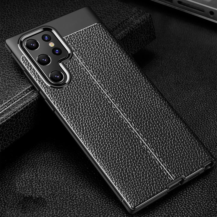 Mobile Phone Case Protection Cover Leather Grain Silicone Anti-fall