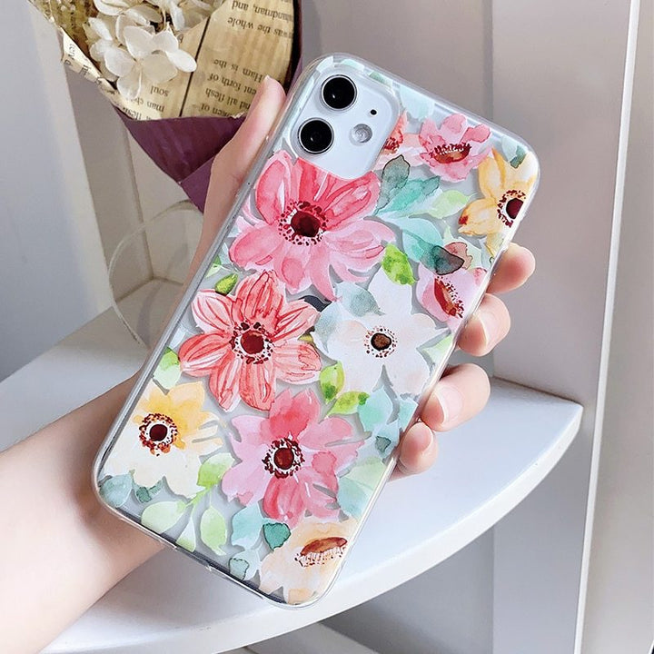 Compatible with Apple , Flower silicone phone case