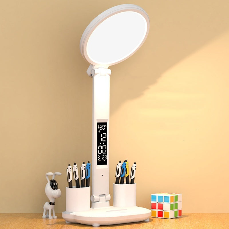 LED órás asztali lámpa usb tölthető tompítható asztali lámpa plug-in LED ventilátor könnyű összecsukható szemvédelem Éjszakai fény