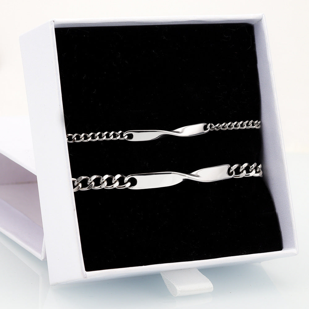 Simple Stainless Steel Mobius Couple Bracelet