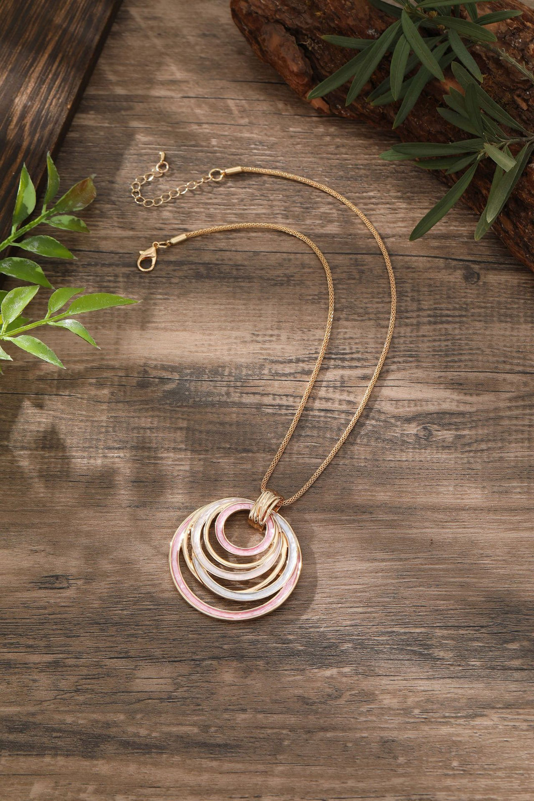 Colorful Painting Oil Round Hollow Geometric Line Necklace