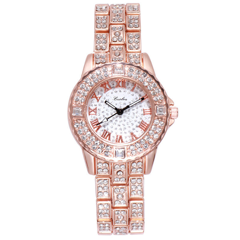 Kvinnors mode Simple Rhinestone Alloy Quartz Watch