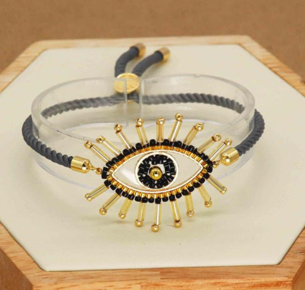 Rice beads hand-woven Evil Eye lucky eye bracelet