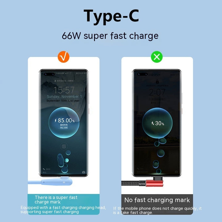 6A Super Fast Charge One-T-Three Cable Data Data Cable
