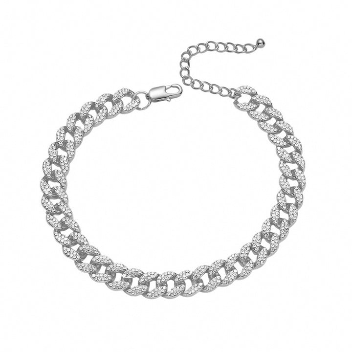 Male Creative Versatile Full Diamond Cuban Chain Foot Chain