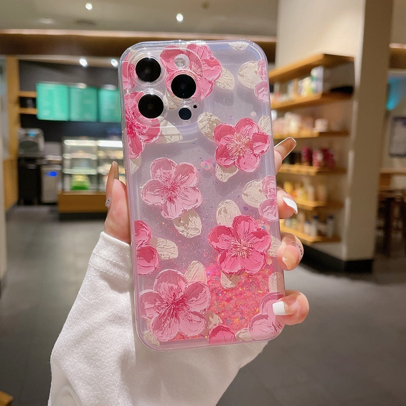 Lankachtige olieverfschilderij Flower Quicksand Phone Case