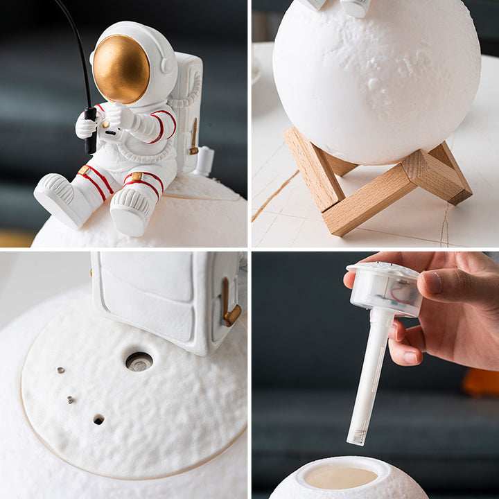Astronaut Figurines Home Decoration Resin Space Man Miniature Night Light Humidifier Cold Fog Machine Accessories