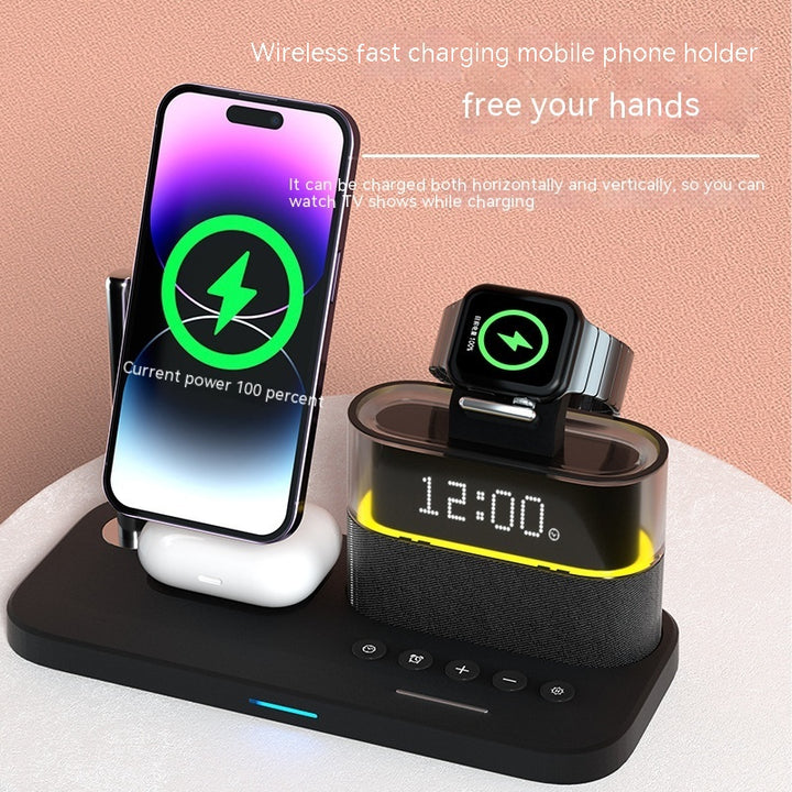 Magnetic Small Night Lamp Wireless Charger With Alarm Clock Three-in-one