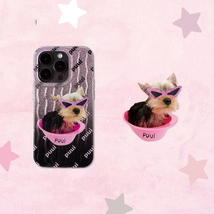 Evcil hayvan gradyanı sevimli küçük köpek komik telefon kasası