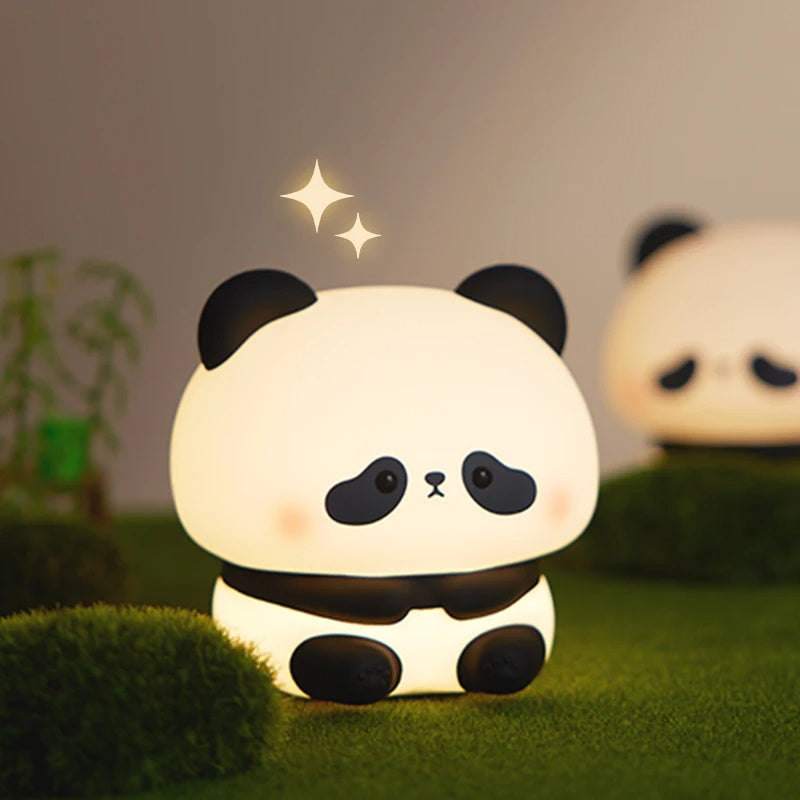 Panda led natt lett søt silikon natt lys usb oppladbar berøring natt lampe soverom timing lampe dekorasjon barns gave hjem dekor