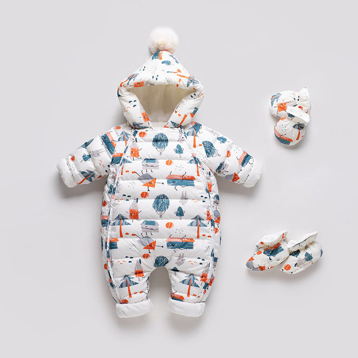 Бебето сгъстено яке от отпечатан комбинезон от отпечатан костюм