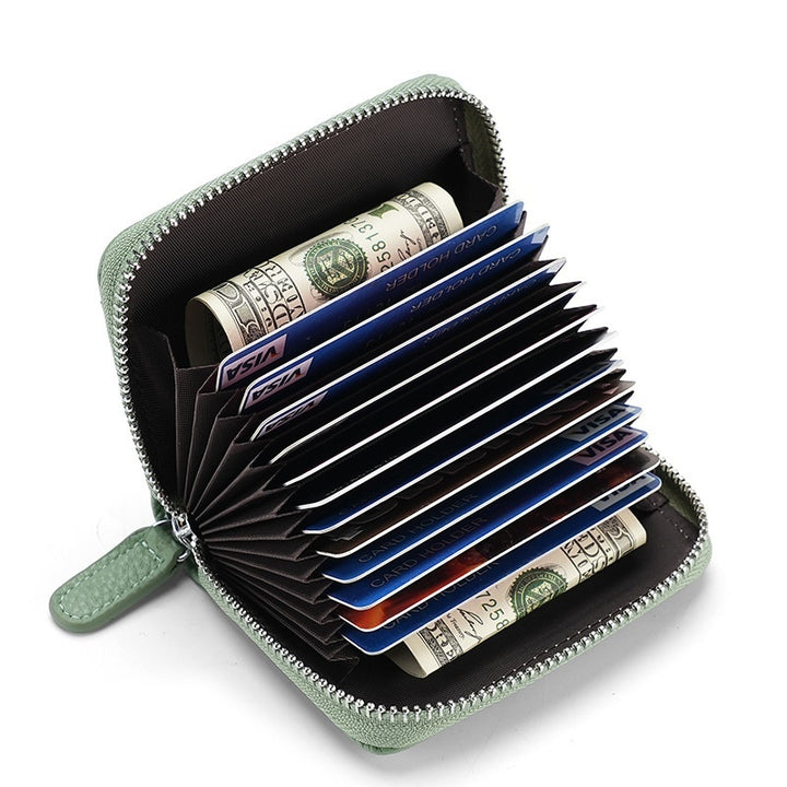 2024 RFID Genuine Leather Card Wallet Men Women Purse With Coin Pocket Zipper Credit Card Holder Small Wallets Bags