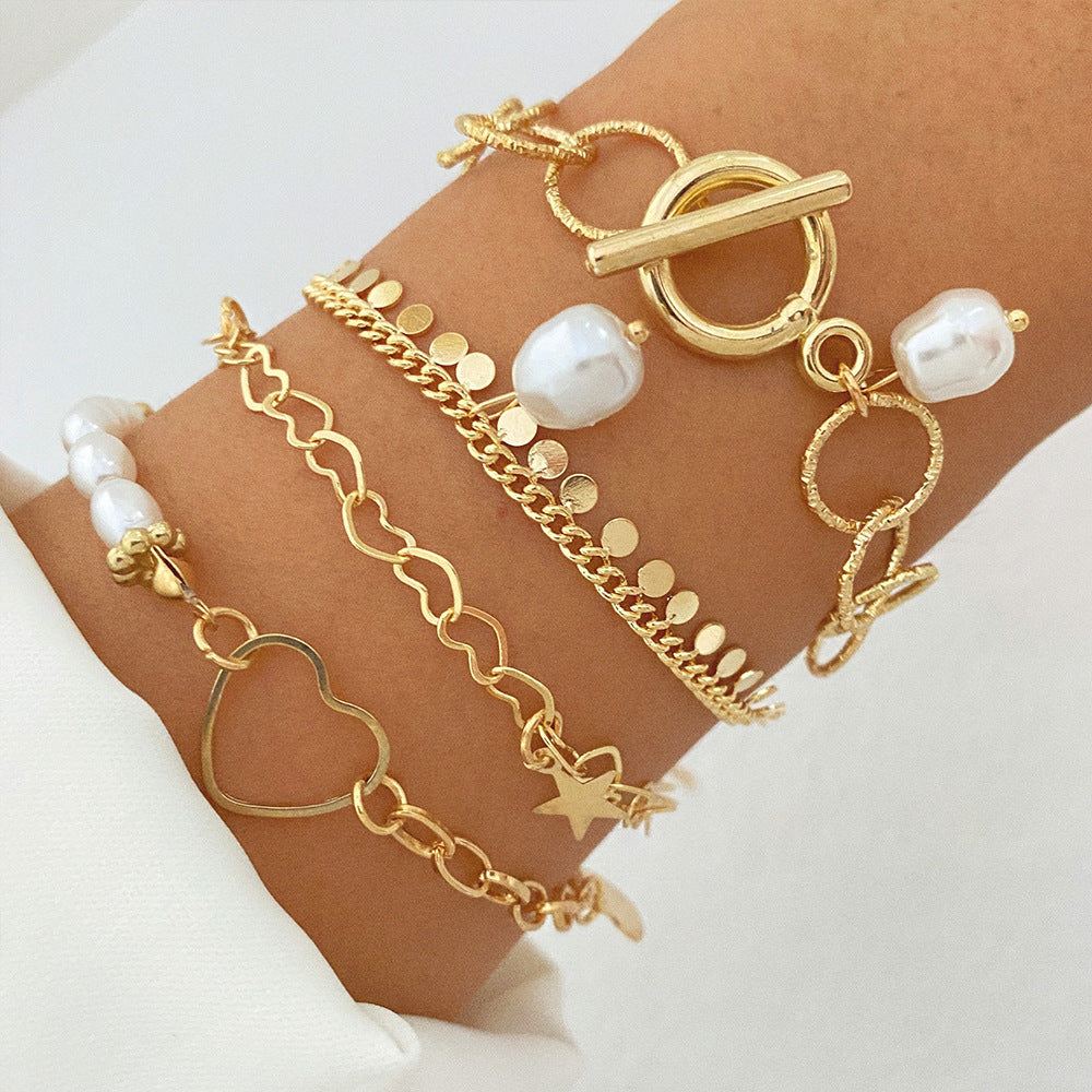 Pulsera de la cadena de perlas de amor múltiple Traje de mujeres