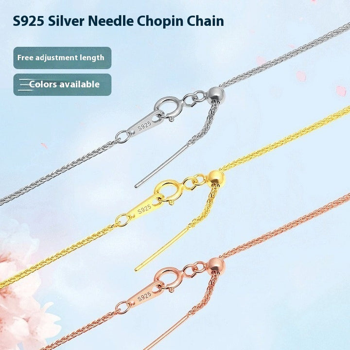 S925 Sterling Silver Chopin Universal Chain Women's Simple Diy verstelbare naald