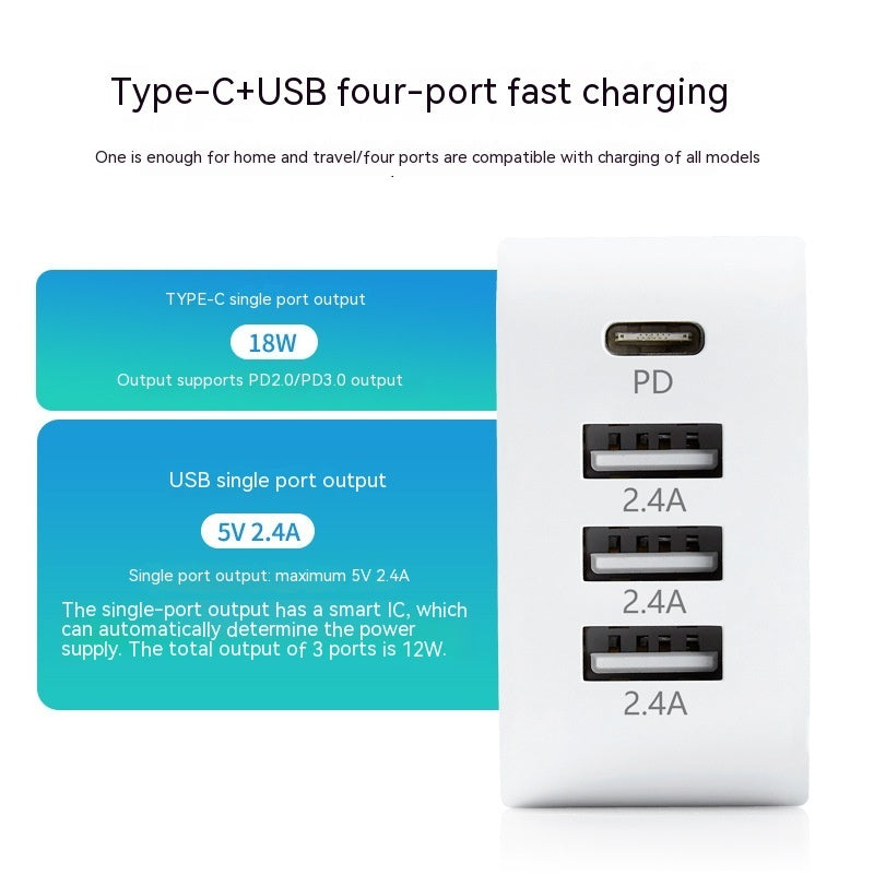 Tillämplig mobiltelefonladdare PD20W Charging Plug USB Multi-Port Adapter PSE Charger 30W