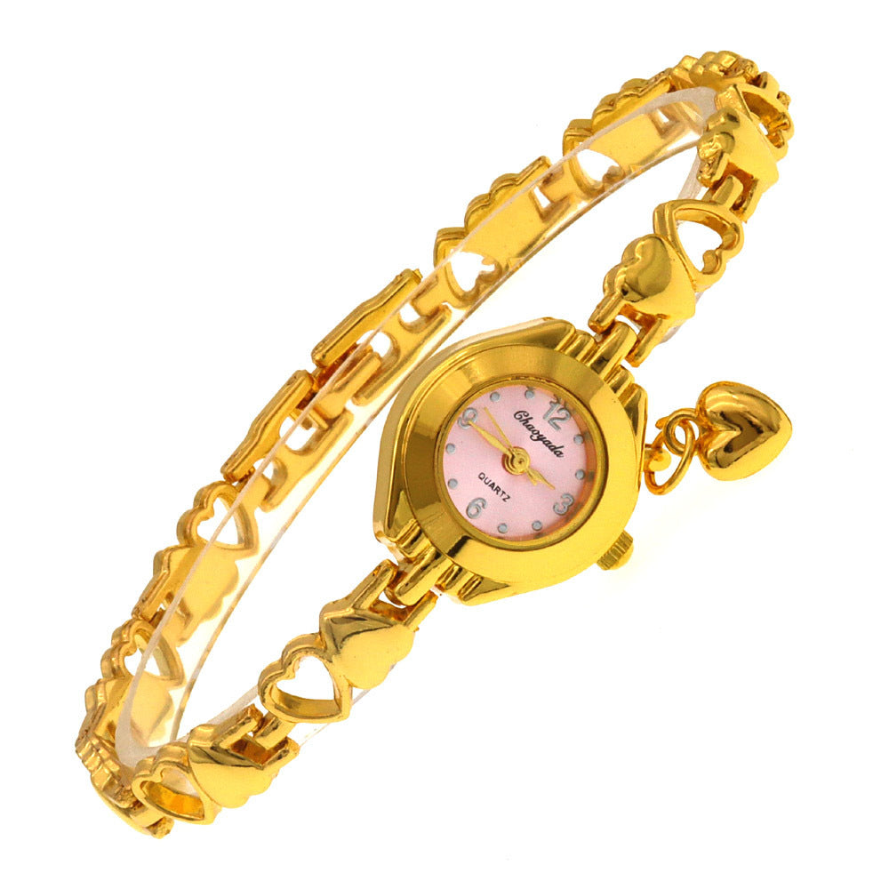 Orologio quarzo bracciale solido cuore cavo