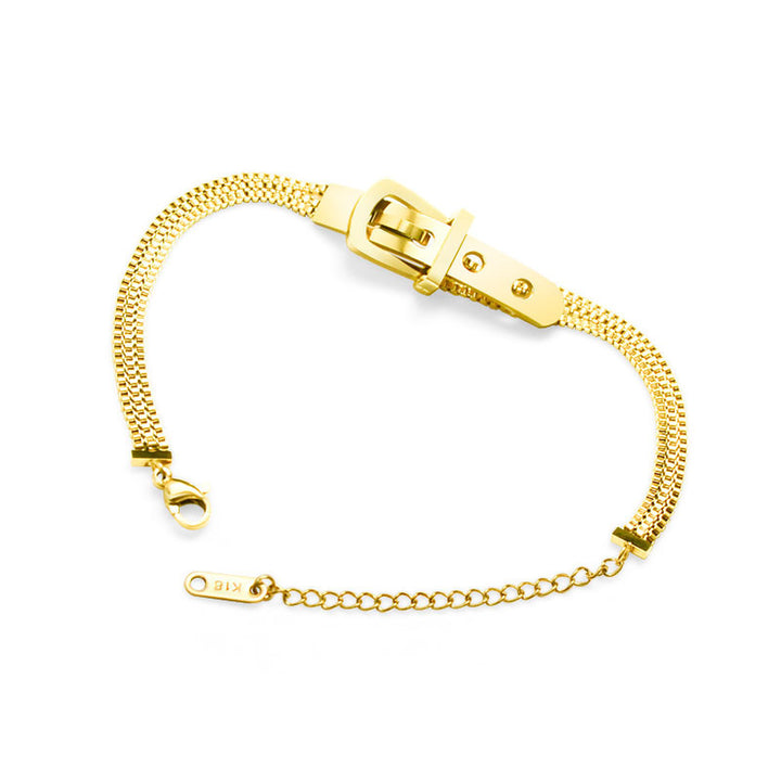 Braceuse en forme de ceinture en acier inoxydable Gold Brangle Femmes Bijoux Cadeau Punk Bracelets en couches