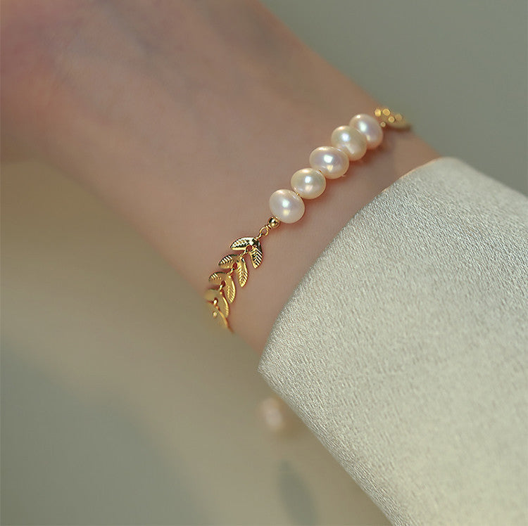 Women's Freshwater Pearl Moon Cassia Twig Bracelet